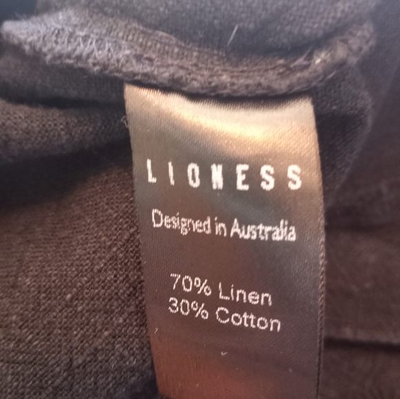 Lioness Oversized, Baggy, Wide Leg Linen Cotton Comfy Nubby Textured Black Pants - Picture 9 of 9